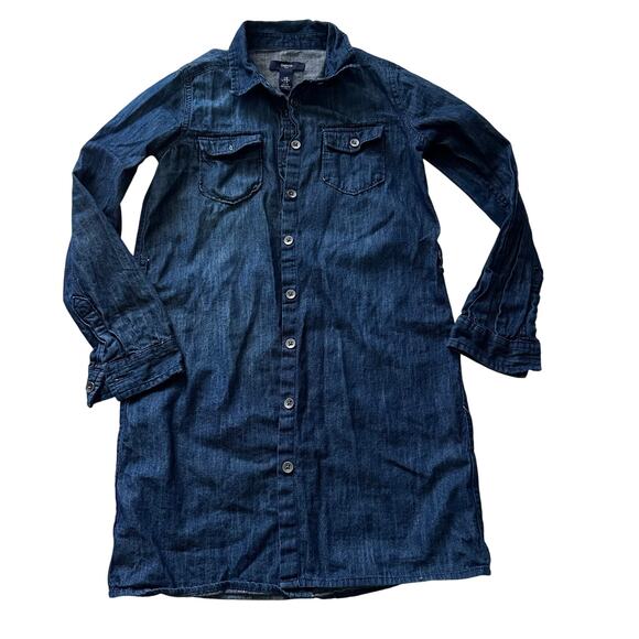 Gap Women's Denim Shirt Dress - Dark Wash - Size Medium - Picture 1 of 6